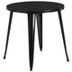 Black |#| 30inch Round Black Metal Indoor-Outdoor Table Set with 4 Vertical Slat Back Chairs