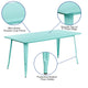 Mint Green |#| 31.5inch x 63inch Rectangular Mint Green Metal Indoor-Outdoor Table - Industrial Table