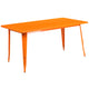 Orange |#| 31.5inch x 63inch Rectangular Orange Metal Indoor-Outdoor Table Set w/ 4 Stack Chairs