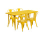 Yellow |#| 31.5inch x 63inch Rectangular Yellow Metal Indoor-Outdoor Table Set w/ 4 Stack Chairs