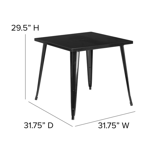 Black |#| 31.75inch Square Black Metal Indoor-Outdoor Table - Event Table