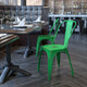 Green |#| Distressed Green Metal Indoor-Outdoor Stackable Chair - Kitchen Furniture