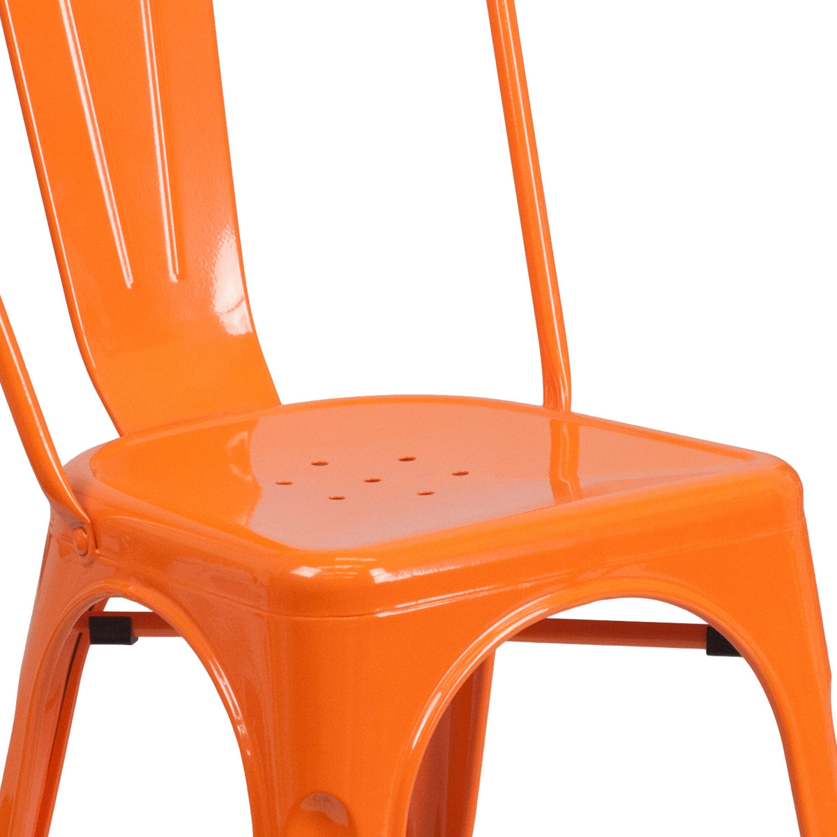 Orange |#| Orange Metal Indoor-Outdoor Stackable Chair - Restaurant Chair - Bistro Chair