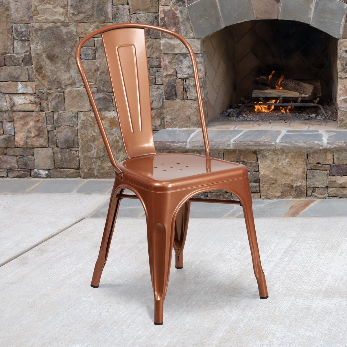 Copper |#| Copper Metal Indoor-Outdoor Stackable Chair - Kitchen Furniture - Café Chair