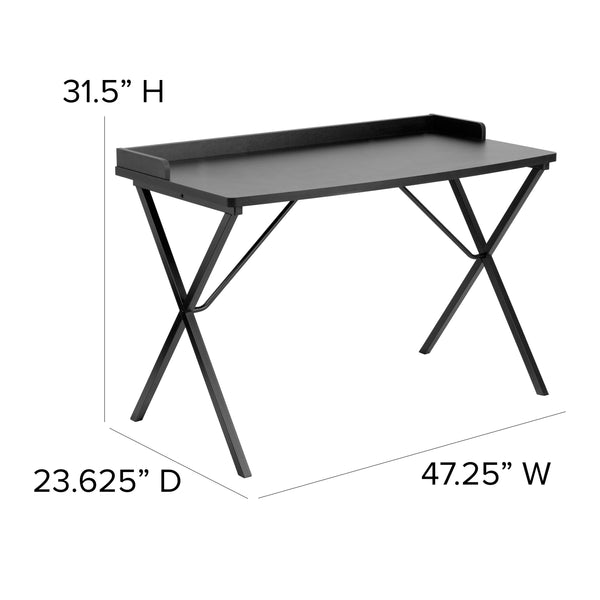 Black |#| Black Computer Desk w/ Raised Back Border - Home Office Furniture - Writing Desk