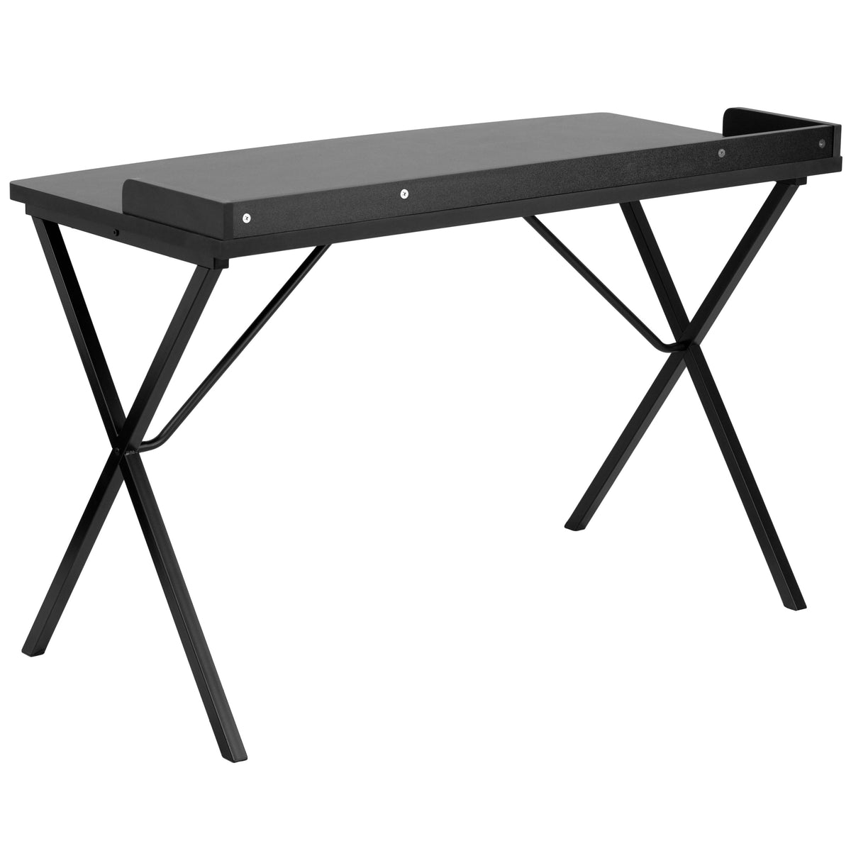 Black |#| Black Computer Desk w/ Raised Back Border - Home Office Furniture - Writing Desk