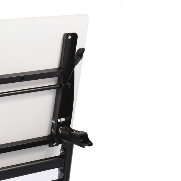 White Top/Black Frame |#| Commercial Nesting Flip Training Table with Steel Frame and Y-Legs in White/Blk