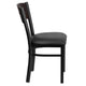 Walnut Wood Back/Black Vinyl Seat/Black Metal Frame |#| Black 3 Circle Back Metal Restaurant Chair - Walnut Wood Back, Black Vinyl Seat