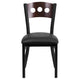 Walnut Wood Back/Black Vinyl Seat/Black Metal Frame |#| Black 3 Circle Back Metal Restaurant Chair - Walnut Wood Back, Black Vinyl Seat