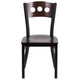 Walnut Wood Back/Walnut Wood Seat/Black Metal Frame |#| Black 3 Circle Back Metal Restaurant Chair - Walnut Wood Back & Seat