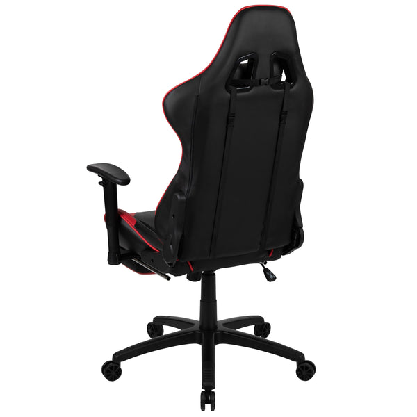 Reclining Gaming Chair with Footrest & Desk with Cupholder - Red & Black