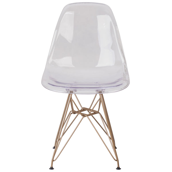 Ghost Chair with Gold Metal Base - Hospitality Seating - Accent and Side Chair