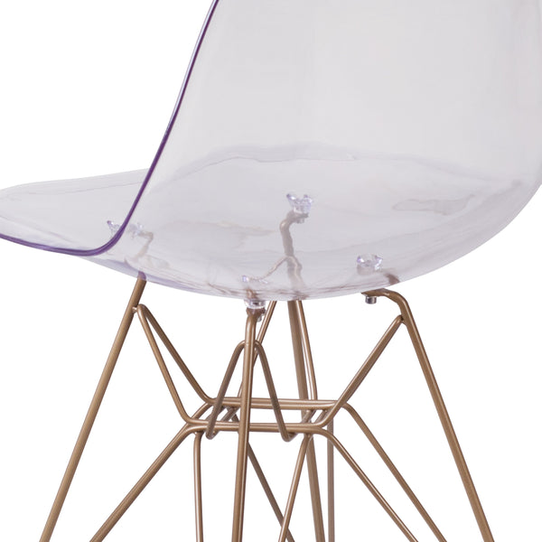 Ghost Chair with Gold Metal Base - Hospitality Seating - Accent and Side Chair