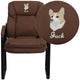 Brown Microfiber |#| EMB Brown MIC Executive Side Reception Chair with Lumbar Support and Sled Base