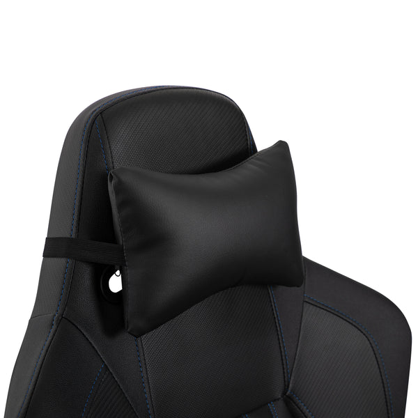 Black with Blue Trim |#| Ergonomic Gaming Chair with 4D Armrests, Headrest, & Lumbar Support-Black/Blue