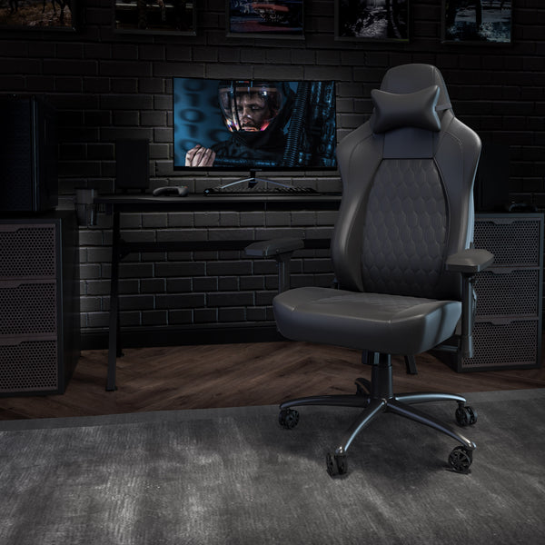 Black |#| Ergonomic Gaming Chair with 4D Armrests, Headrest, & Lumbar Support-Black/Black