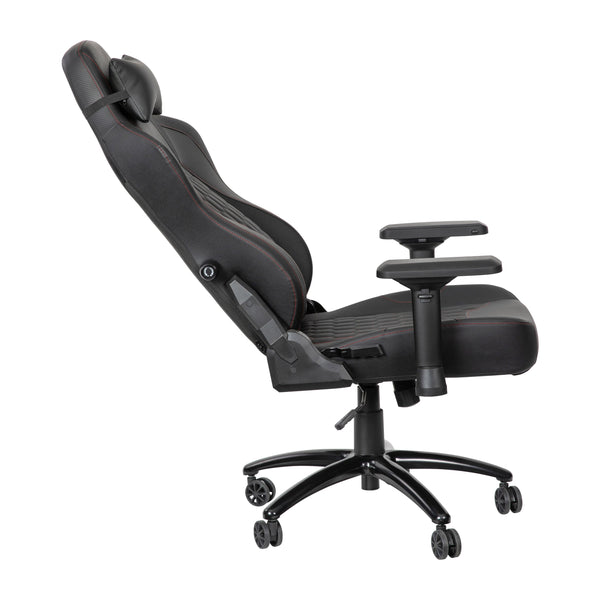 Black with Red Trim |#| Ergonomic Gaming Chair with 4D Armrests, Headrest, & Lumbar Support-Black/Red