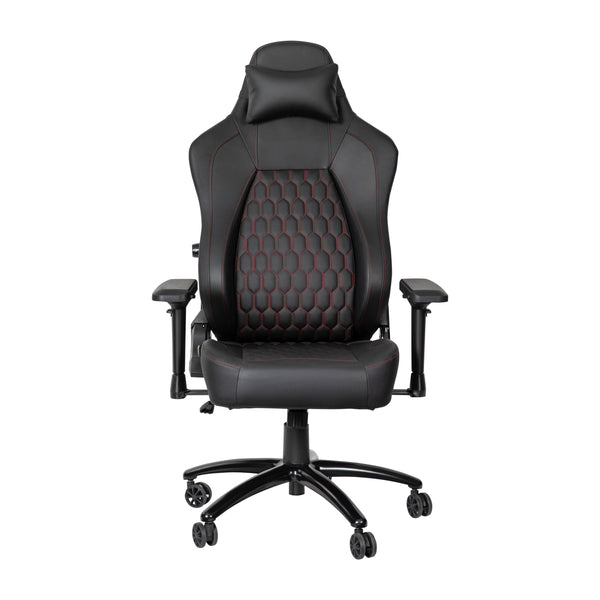 Black with Red Trim |#| Ergonomic Gaming Chair with 4D Armrests, Headrest, & Lumbar Support-Black/Red