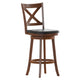 Black Vinyl/Antique Oak Frame |#| Commercial Wooden Swivel Bar Stools - Antique Oak/Black LeatherSoft