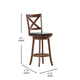 Black Vinyl/Antique Oak Frame |#| Commercial Wooden Swivel Bar Stools - Antique Oak/Black LeatherSoft