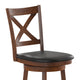 Black Vinyl/Antique Oak Frame |#| Commercial Wooden Swivel Bar Stools - Antique Oak/Black LeatherSoft