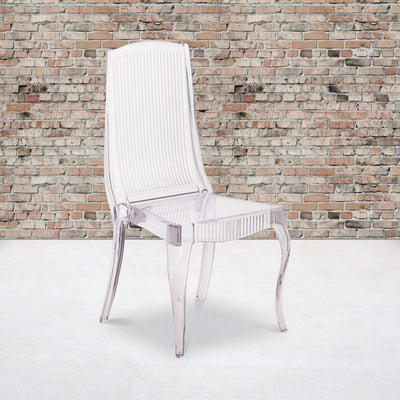Flash Elegance Ghost Stacking Chair with Full Back Vertical Line Design
