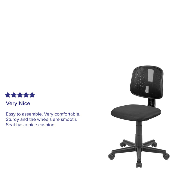 Black |#| Flash Fundamentals Mid-Back Black Mesh Swivel Task Office Chair with Pivot Back