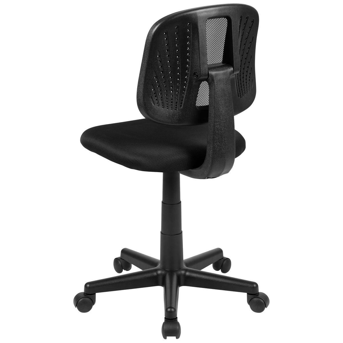 Black |#| Flash Fundamentals Mid-Back Black Mesh Swivel Task Office Chair with Pivot Back