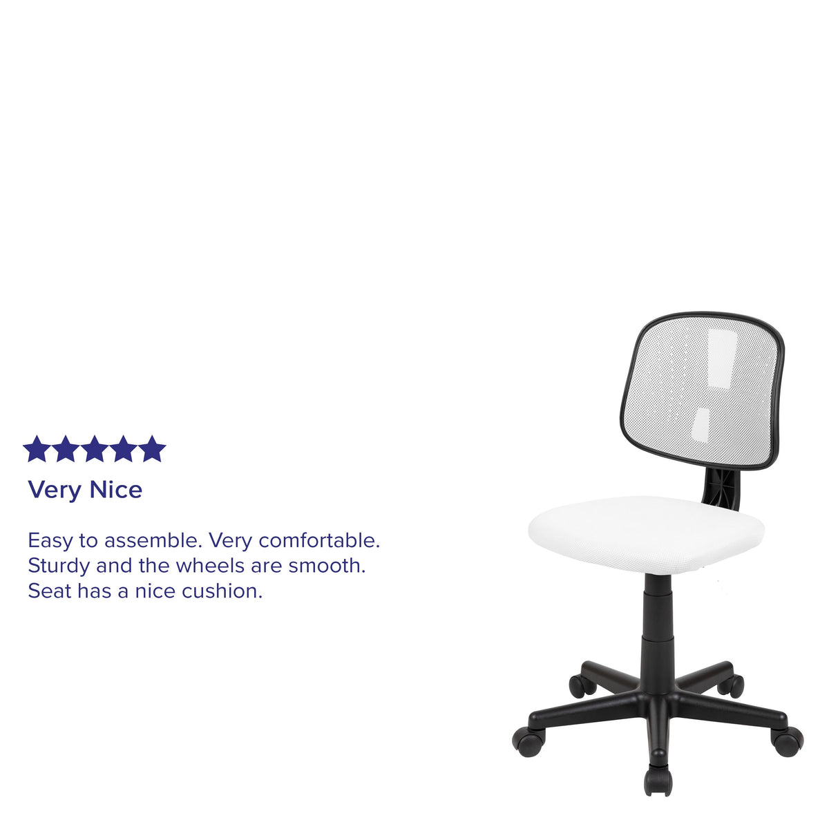 White |#| Flash Fundamentals Mid-Back White Mesh Swivel Task Office Chair with Pivot Back