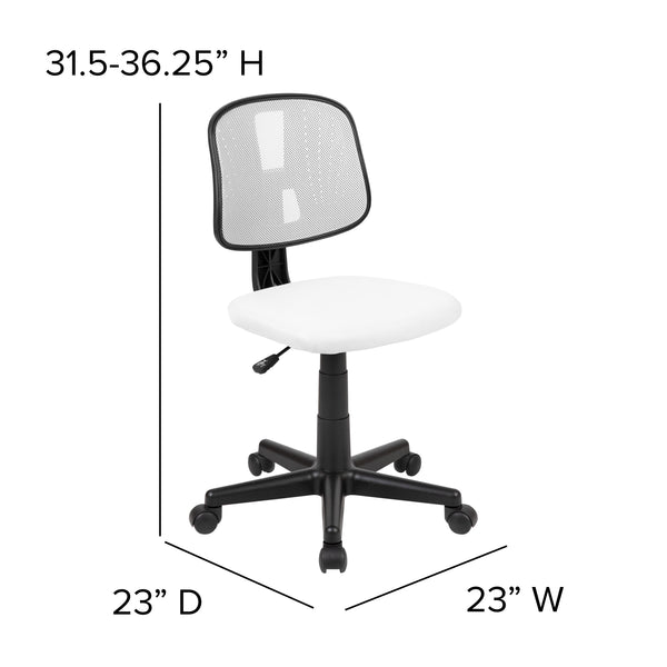 White |#| Flash Fundamentals Mid-Back White Mesh Swivel Task Office Chair with Pivot Back