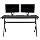 Black |#| Black/Black Gaming Desk Bundle - Cup/Headset Holder/Mouse Pad Top