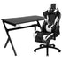 Gaming Desk and Footrest Reclining Gaming Chair Set with Cup Holder, Headphone Hook & 2 Wire Management Holes