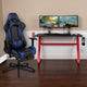 Blue |#| Gaming Bundle-Cup/Headphone Desk & Blue Reclining Footrest Chair