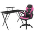 Gaming Desk and Racing Chair Set with Cup Holder, Headphone Hook, and Monitor/Smartphone Stand