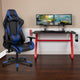 Blue |#| Gaming Bundle-Desk, Cup Holder/Headphone Hook & Blue Reclining Chair