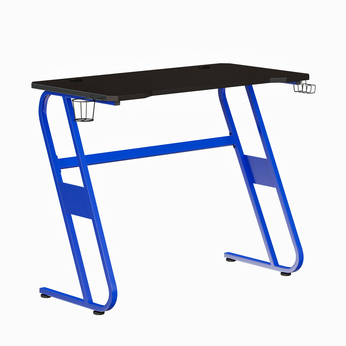 Blue |#| Blue Gaming Ergonomic Desk with Cup Holder and Headphone Hook