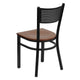 Cherry Wood Seat/Black Metal Frame |#| Black Grid Back Metal Restaurant Chair with Cherry Wood Seat