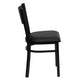 Black Vinyl Seat/Black Metal Frame |#| Black Grid Back Metal Restaurant Chair with Black Vinyl Upholstered Seat