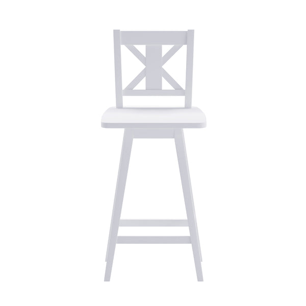 White Wash |#| Commercial 360° Swivel Wood Bar Height Stool in Antique White Wash