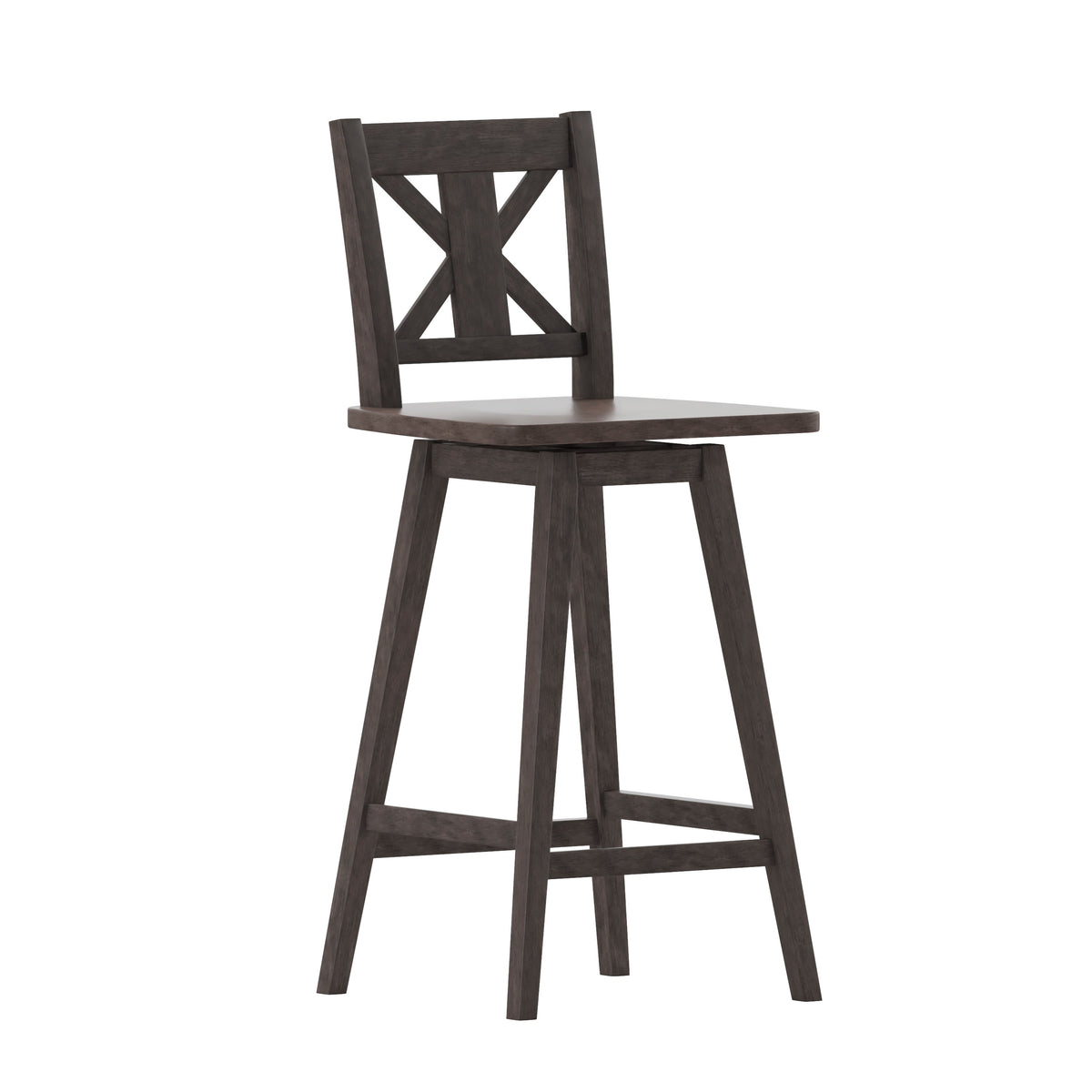 Gray Wash Walnut |#| Commercial 360° Swivel Wood Bar Height Stool in Gray Wash Walnut