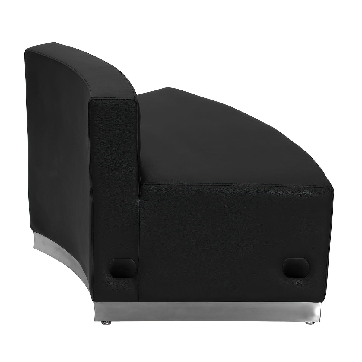 Black |#| Black LeatherSoft Convex Chair w/Stainless Steel Base - Reception Furniture