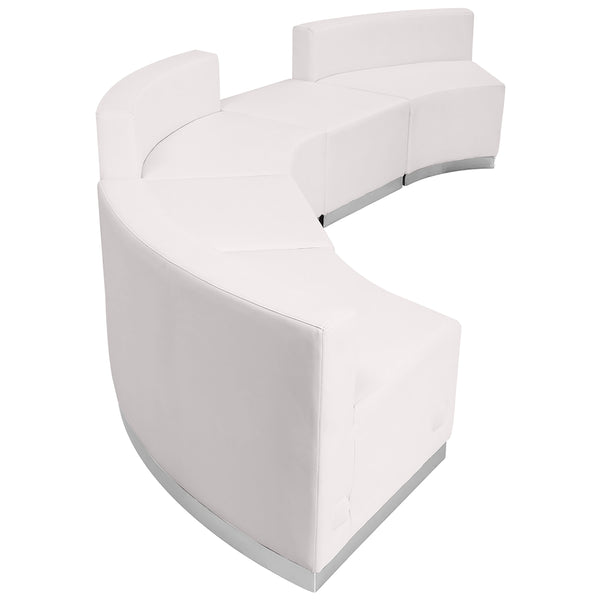 Melrose White |#| 5 PC White LeatherSoft Modular Reception Configuration w/Taut Back &Seat