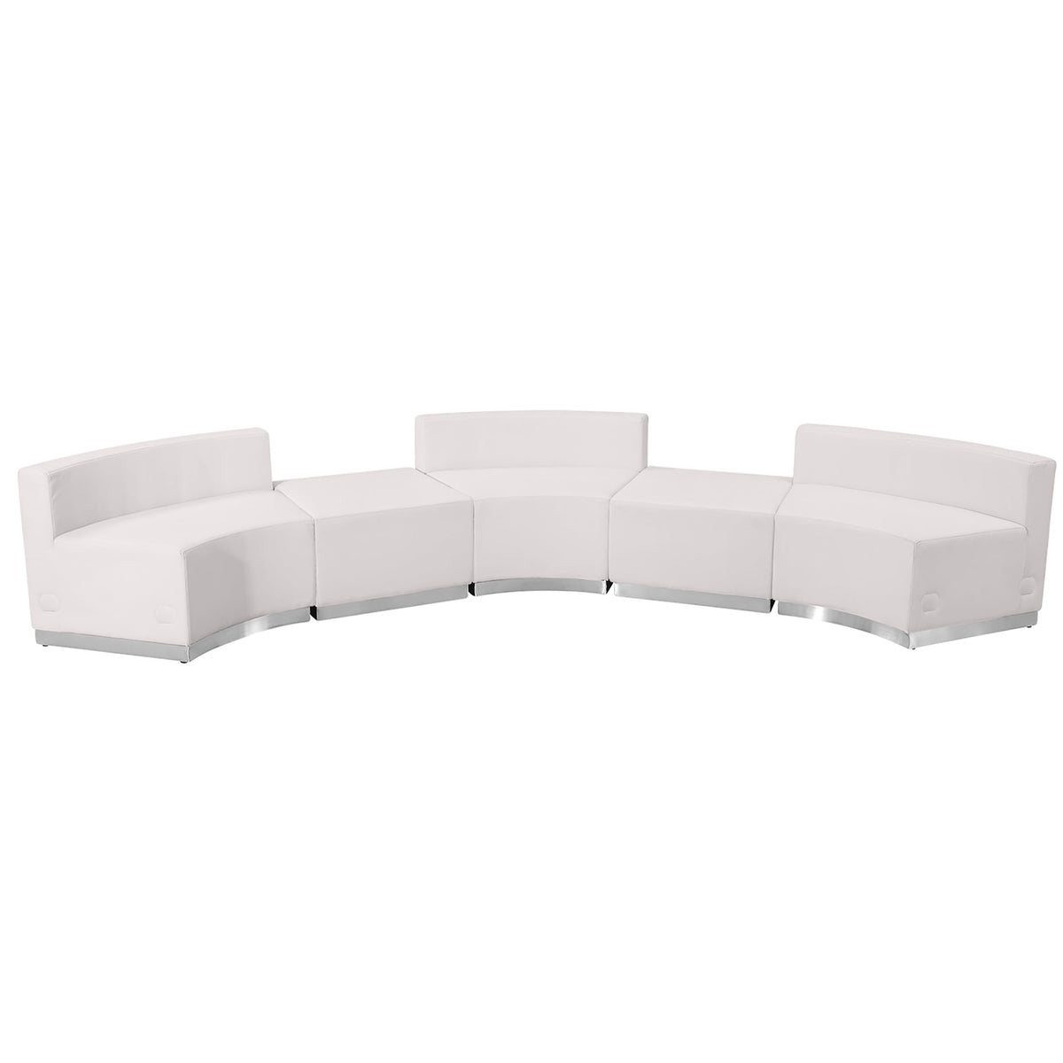 Melrose White |#| 5 PC White LeatherSoft Modular Reception Configuration w/Taut Back &Seat