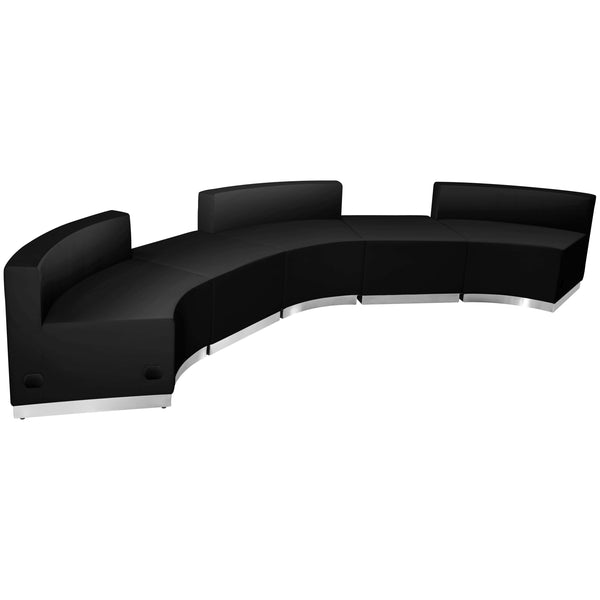 Black |#| 5 PC Black LeatherSoft Modular Reception Configuration w/Taut Back &Seat