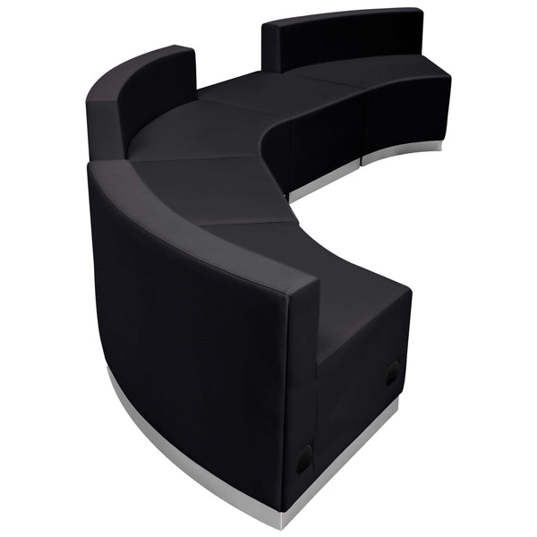 Black |#| 5 PC Black LeatherSoft Modular Reception Configuration w/Taut Back &Seat