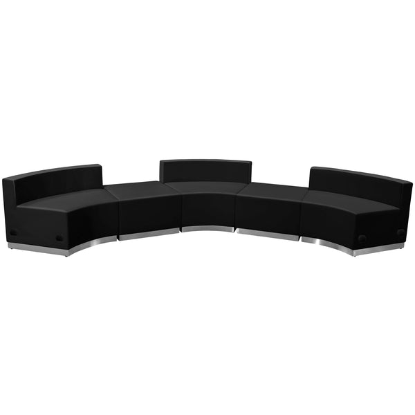 Melrose White |#| 5 PC White LeatherSoft Modular Reception Configuration w/Taut Back &Seat