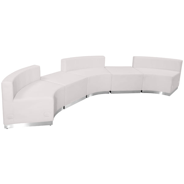 Melrose White |#| 5 PC White LeatherSoft Modular Reception Configuration w/Taut Back &Seat