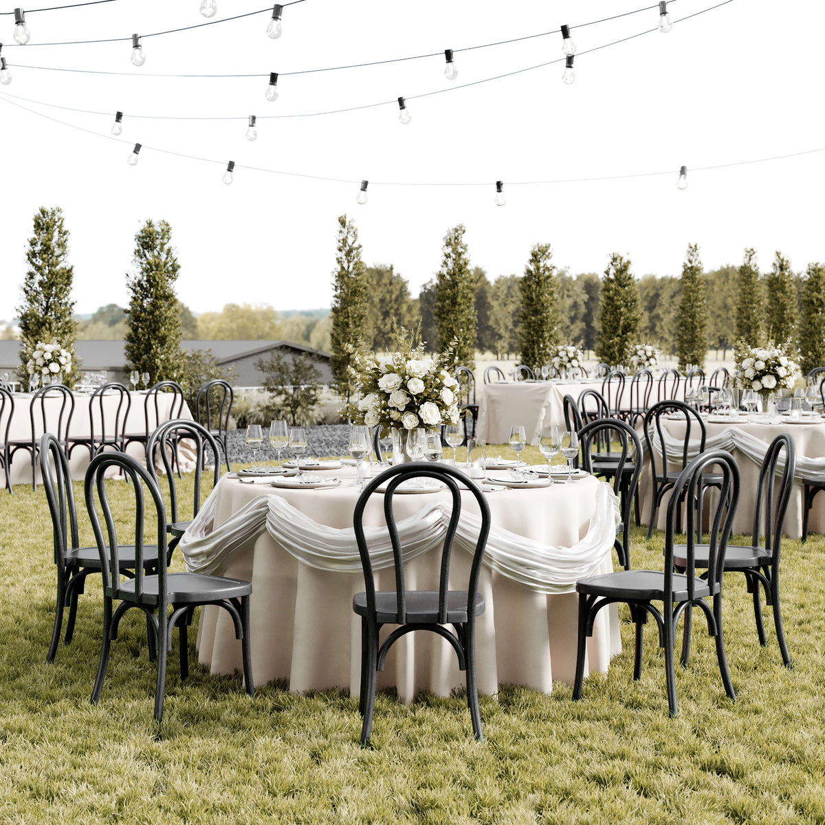 Black |#| Indoor/Outdoor Commercial Grade Wood Look Resin Thonet Style Chair in Black