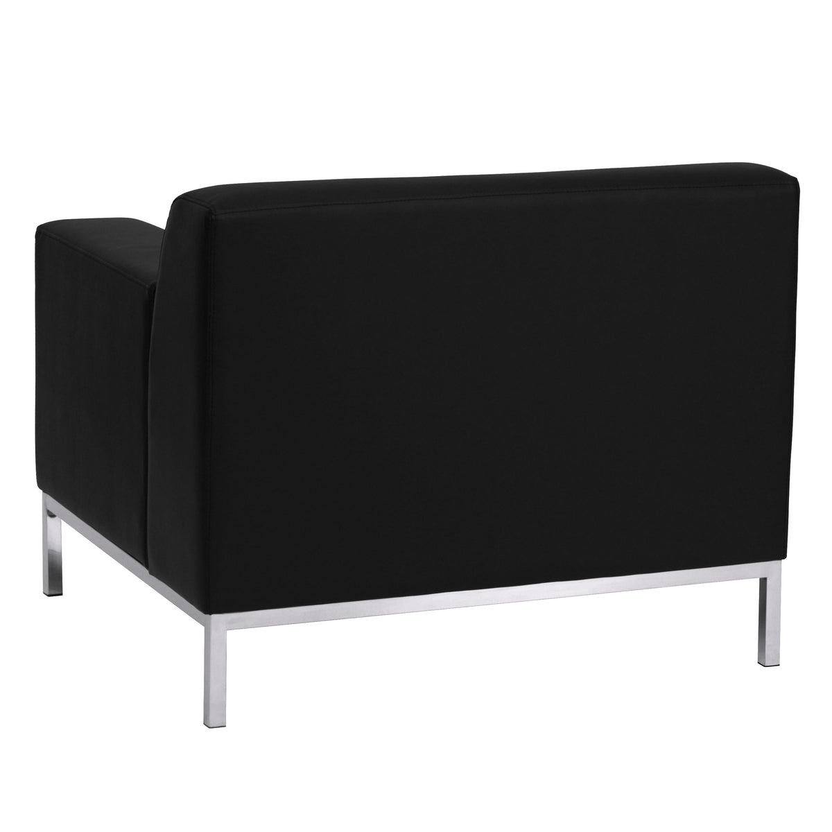 Black LeatherSoft Chair w/Line Stitching &Integrated Stainless Steel Frame