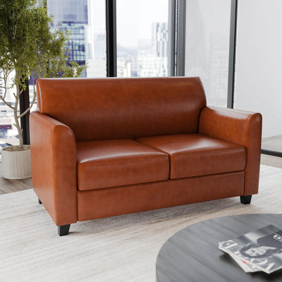 HERCULES Diplomat Series LeatherSoft Loveseat with Clean Line Stitched Frame - View 2